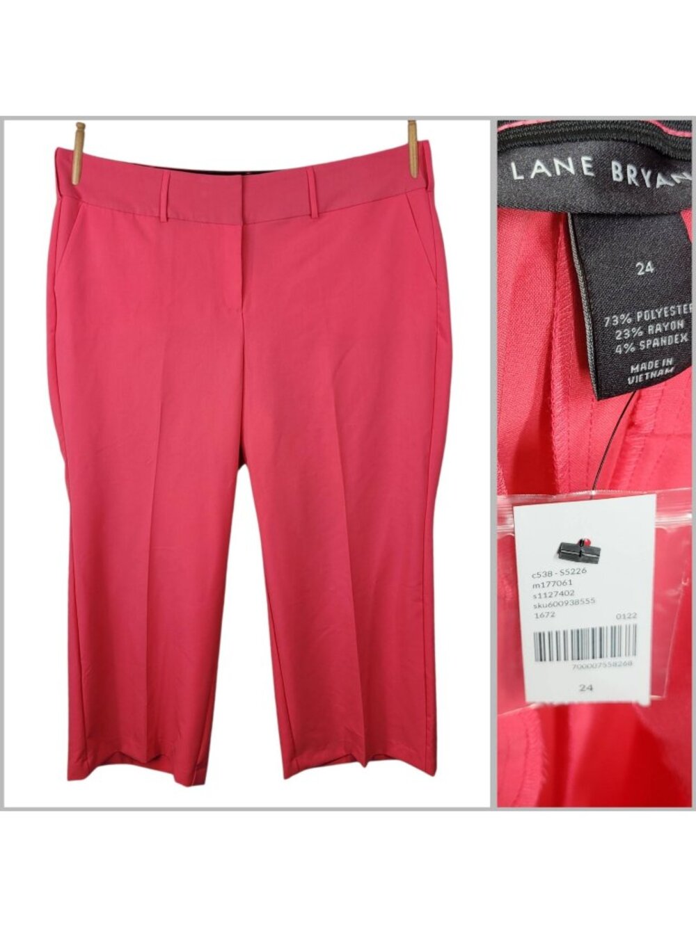 NEW Lane Bryant Dress Pants Plus 24 47x30.5 Career Wide Leg Pink Perfect Drape